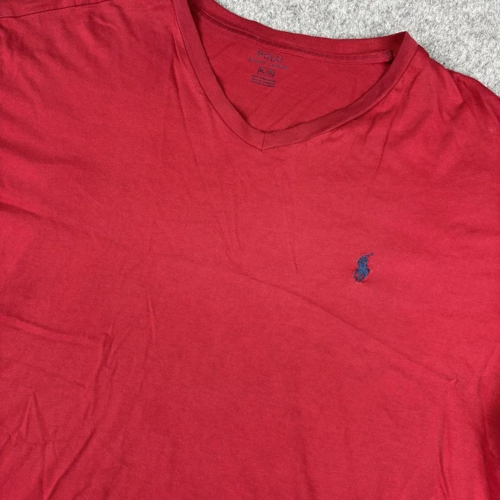 Polo Ralph Lauren V Neck Shirt Mens Xl‎ Red Short Sleeve Pony Logo Classic Fit